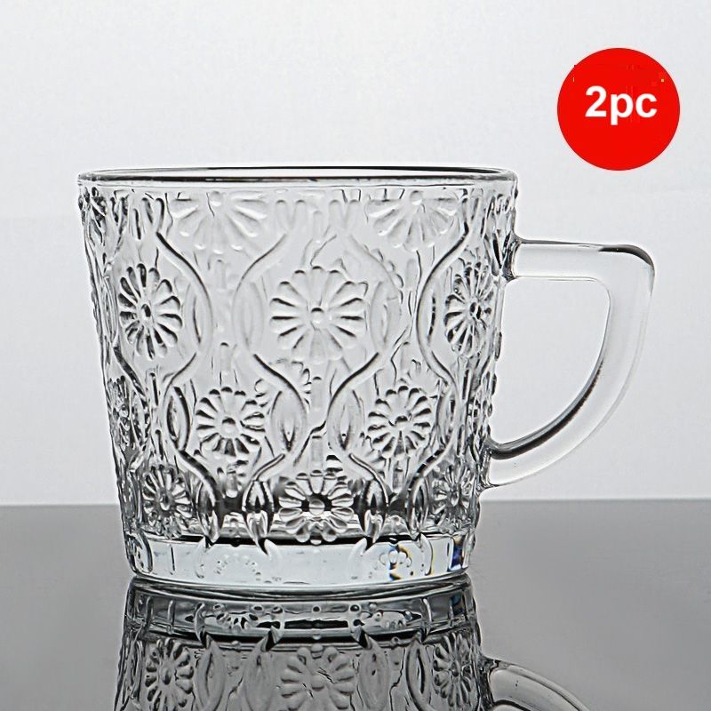 2 vasos de vidrio rayado, vasos para bebidas, vasos para agua, vasos para café con leche_voghion.com