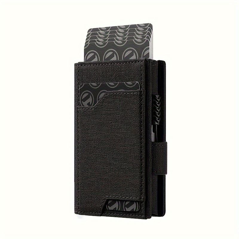 Men's Bags Tri Fold Cloth Pattern Men's Wallet RFID Anti Theft Large Capacity Card Holder Automatic Aluminum Box Multi Card Slot Wallet_voghion.com