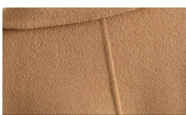 Elegant Double-Faced Wool Coat For Women – Slim Fit Long Trench Coat In Brick Red, Green, Black, Camel & Red_voghion.com