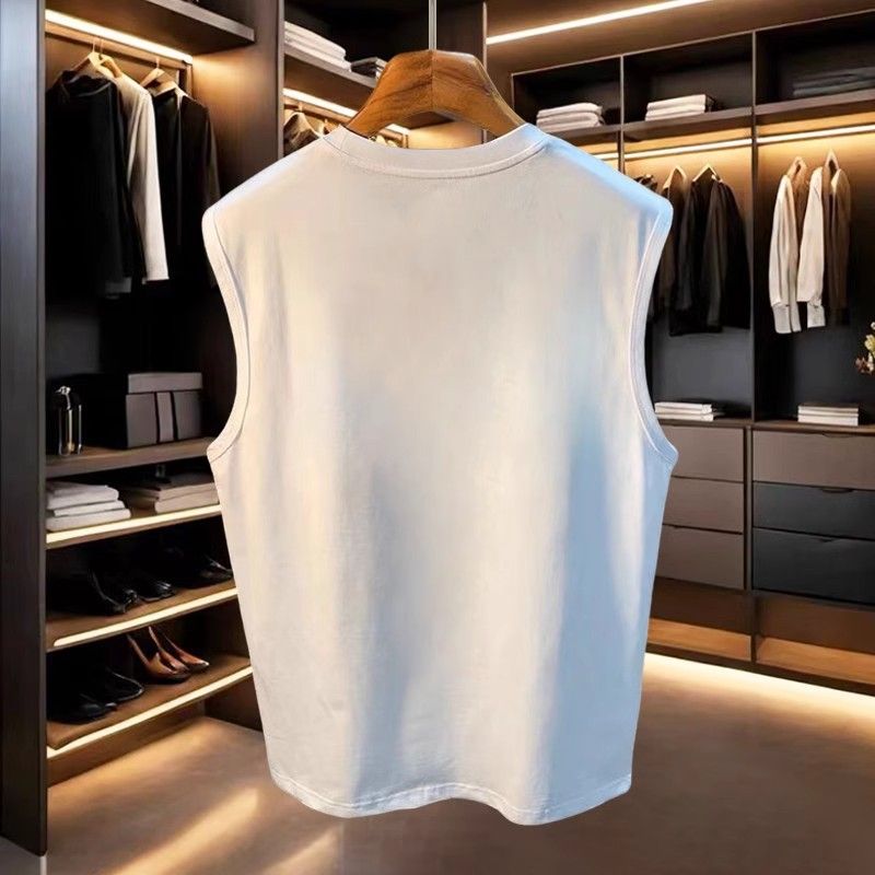 Gilet de sport pour homme, vêtement d'été ample, sans manches, tendance, décontracté, épaules larges_voghion.com