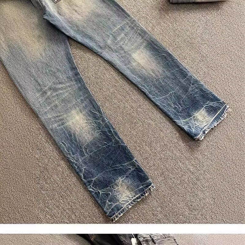 Men's Clothing High End Series! Slightly Flared Trousers Men's Jeans Non Elastic And Smooth Classic Monkey Distressed Washed_voghion.com