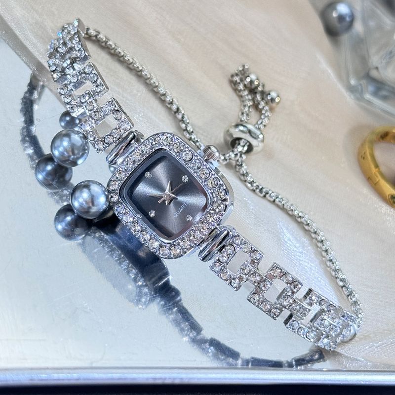 Orologi da donna, nuovi orologi da donna con piccolo bracciale quadrato estraibile, catena quadrata regolabile liberamente, orologio al quarzo da donna con diamanti_voghion.com
