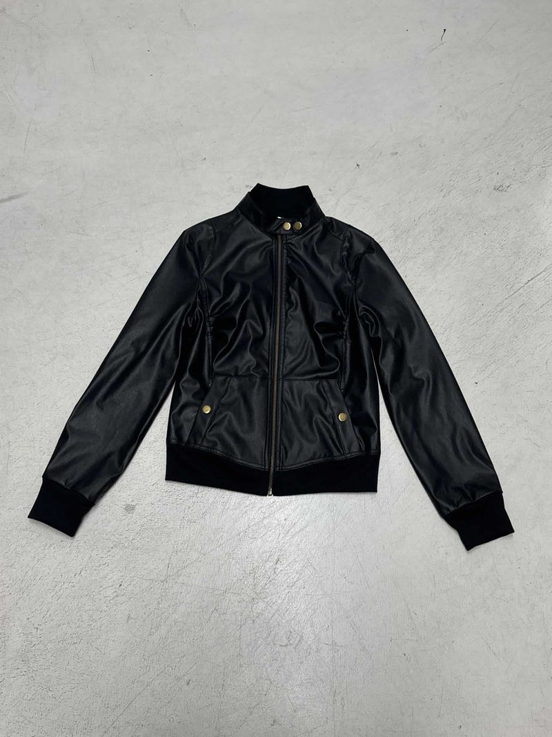 Veste courte en cuir PU style streetwear américain, cintrée à la taille, col montant, cardigan zippé décontracté pour fille tendance_voghion.com