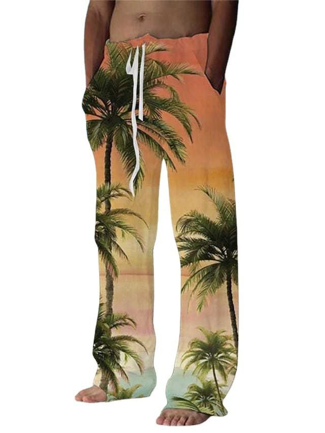 Premium Products 2024 Herren-Sporthose mit Kokosnussbaum-3D-Digitaldruck, Freizeithose, Hawaii-Strandhose_voghion.com