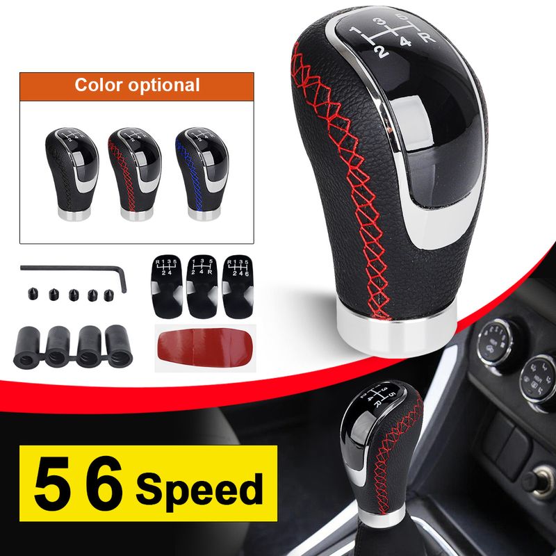 5/6 Geschwindigkeit Universal Ersatz Handbuch Auto Hoodie Shift Modifiziert Stick R PU Leder Schalthebel Kopf Schaltknauf Set_voghion.com