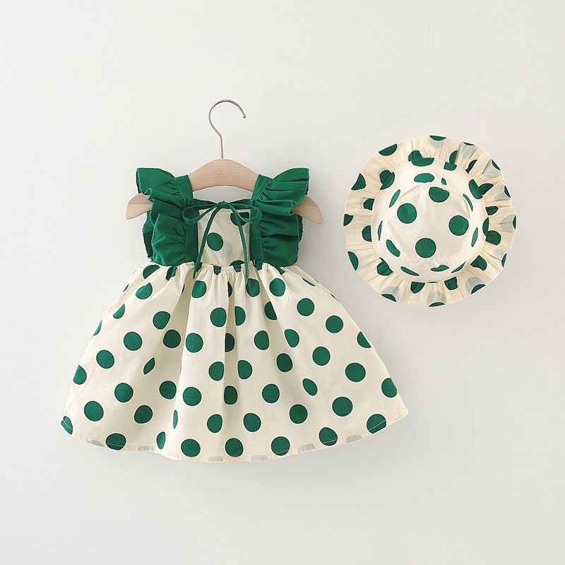 Baby Dress For Girl Back Bow Polka Dot Princess Dress High Quality Baby Girl Outfit Send Hat_voghion.com