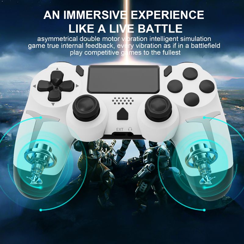 Mando inalámbrico con Bluetooth y giroscopio de 6 ejes GAMINJA con panel táctil y vibración dual para consola PS4 y PS3_voghion.com