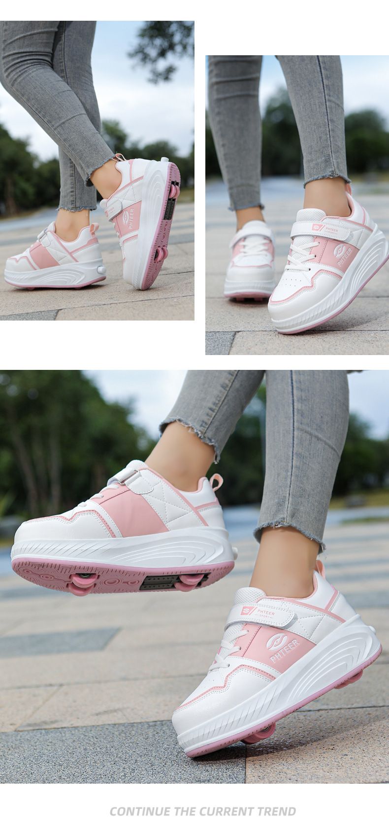 Heelys Kinderschoenen Vierwieler Studentenversie Sportschoenen Dubbele Rij Goedkope Heren- en Damesschaatsen Vliegende Schoenen Met Wielen Kinderschoenen_voghion.com