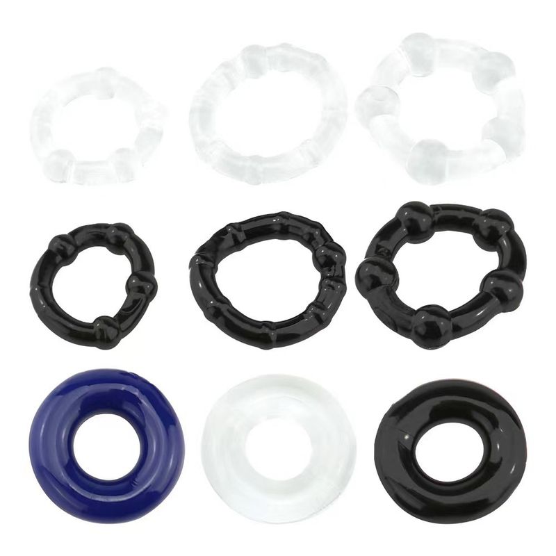 Smooth bead-locked semen ring, three-color ring, JJ ring, raised dot couple delay ring, adult erotic male products_voghion.com