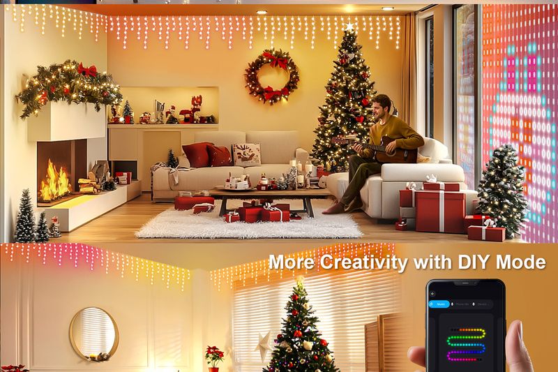 Inteligentne sople świetlne Bluetooth - zmieniające kolor światła zewnętrzne RGB do ogrodu/patio (wodoodporne 100 stóp, sterowanie aplikacją, dekoracja na przyjęcie świąteczne)_voghion.com