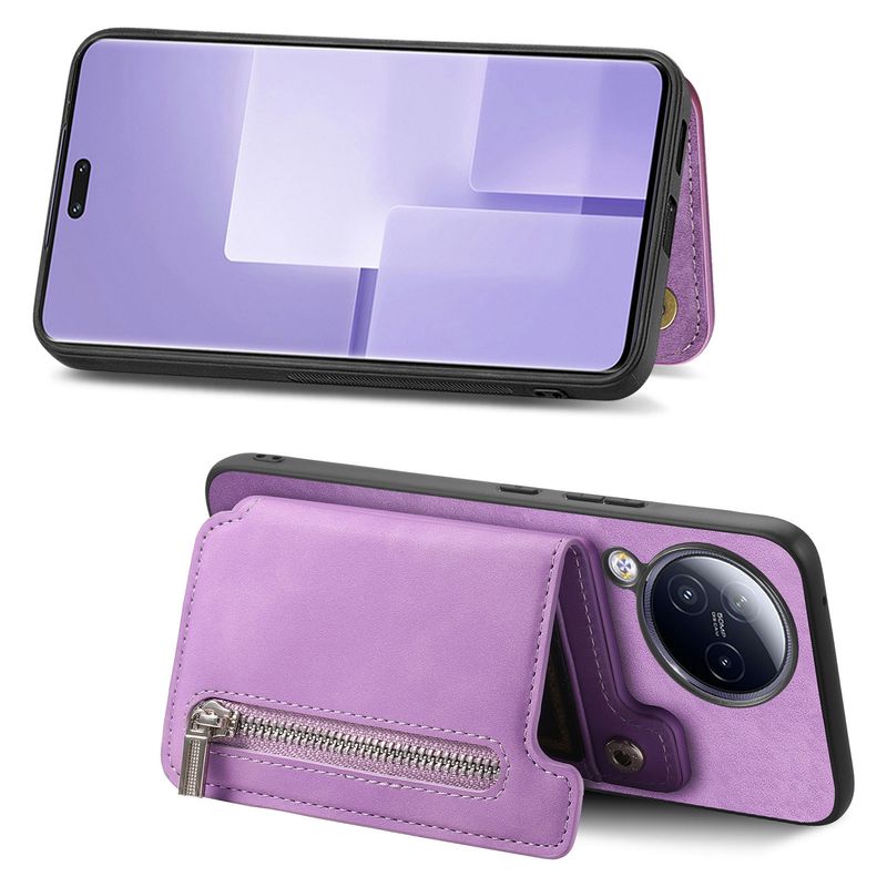 2 in 1 Removable Zipper Cards Solt Magnetic Leather Wallet Case For Xiaomi Redmi Note 13 Pro Plus 12 13T POCO X6 14 Ultra Cover_voghion.com