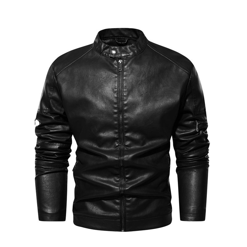 Men's Clothing retro washed leather jacket Men's leather jacket leather jacket_voghion.com