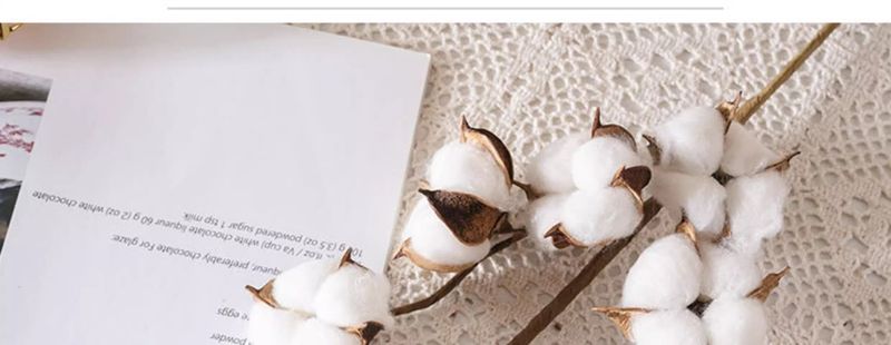 Bouquet de fleurs artificielles en coton de qualité supérieure – Tiges de coton séchées réalistes pour décoration intérieure, compositions de Noël et accessoires photo 48 cm_voghion.com