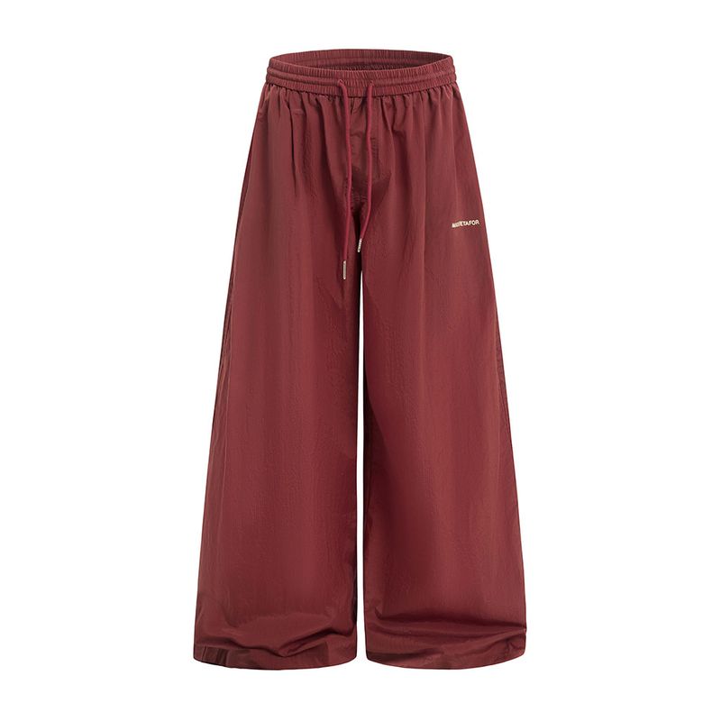 Trendy Loose Wide-Leg Plaid For Men Spring Summer Quick-Dry Thin Sports Casual Pants With Drawstring And Floor-Length_voghion.com