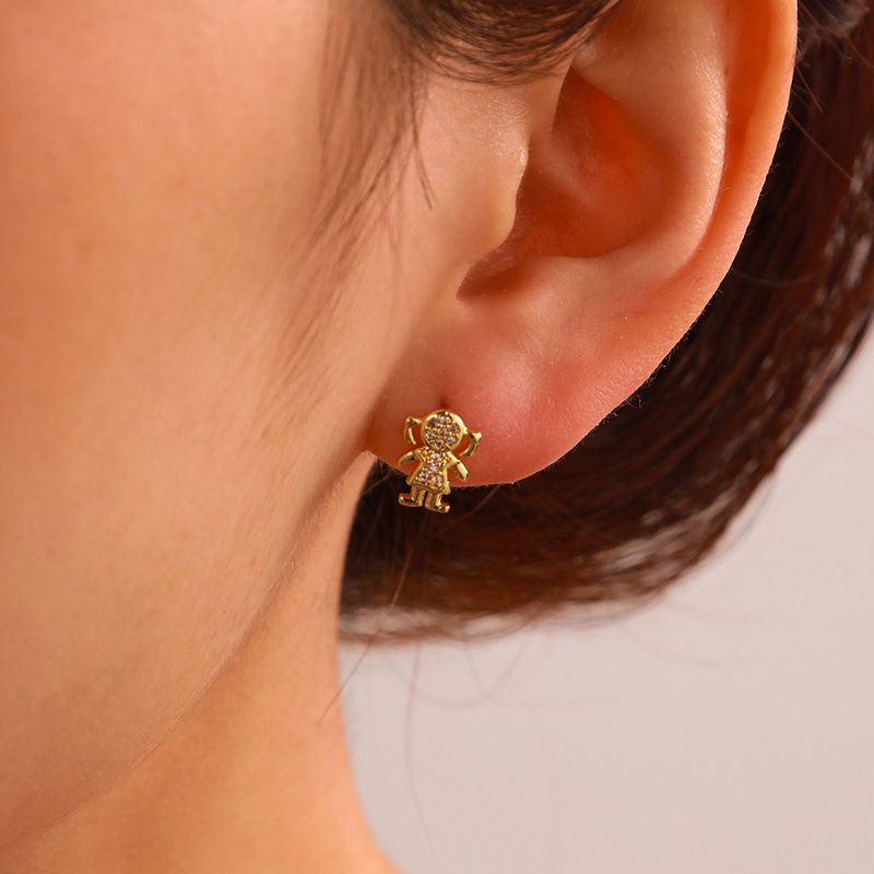 Copper-inlaid Colored Zirconia Pineapple Coconut Tree Small Mushroom Earrings For Women's Ear Bones_voghion.com