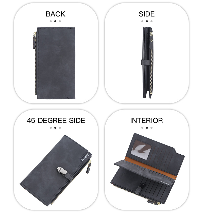Baellerry Women's Long Wallet New Arrival Multi-card Matte Leather Clutch Multi-functional Mobile Phone Bag_voghion.com