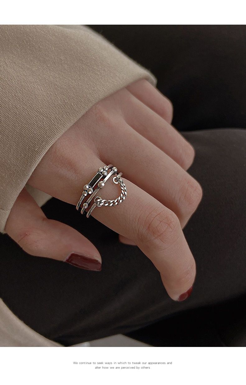 Sterling Silver Chain For Women 2021 New Trend Double Layer Multi-layer Index Finger Vintage Open Ring_voghion.com