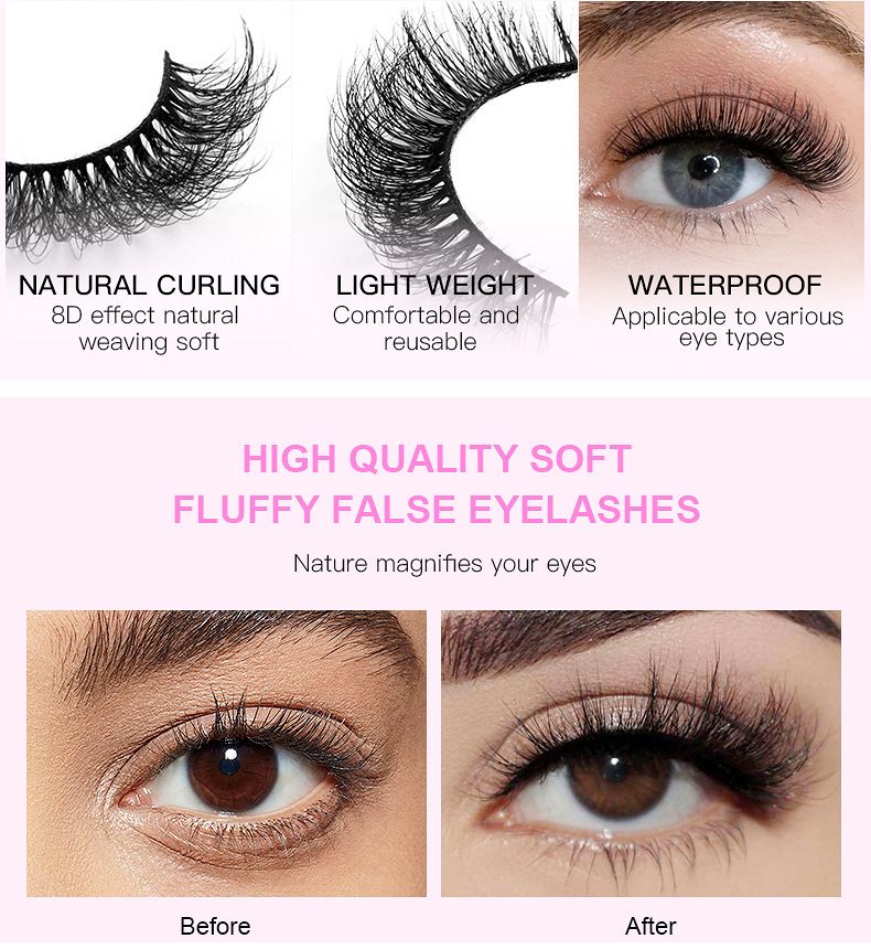 Zestaw do przedłużania rzęs 20 par mieszanych rzęs sztucznych rzęs naturalnych podkręconych rzęs goły makijaż gęste rzęsy_voghion.com