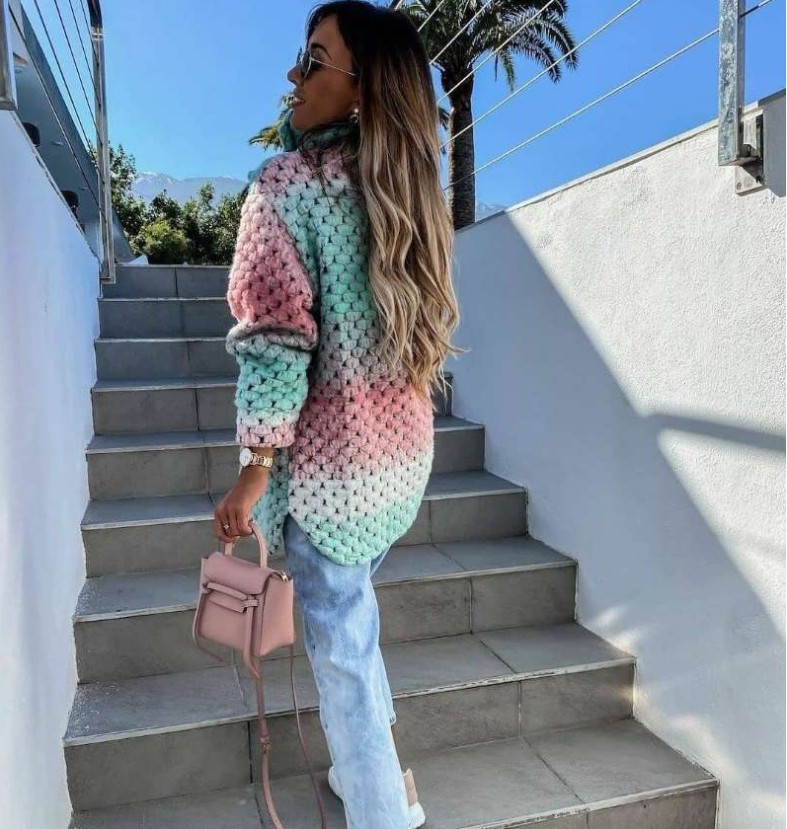 giacca di lana da donna stampata alla moda in stile caldo_voghion.com