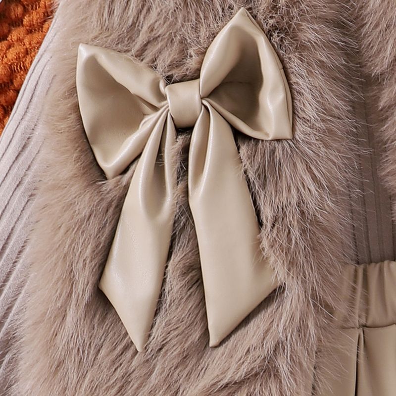 Kleinkind Mädchen Kleidung Herbst Und Winter Neue Mädchen Anzug Einfarbig Wollpullover Mit Langen Ärmeln Top Und Leder Rock Drei stück Anzug_voghion.com