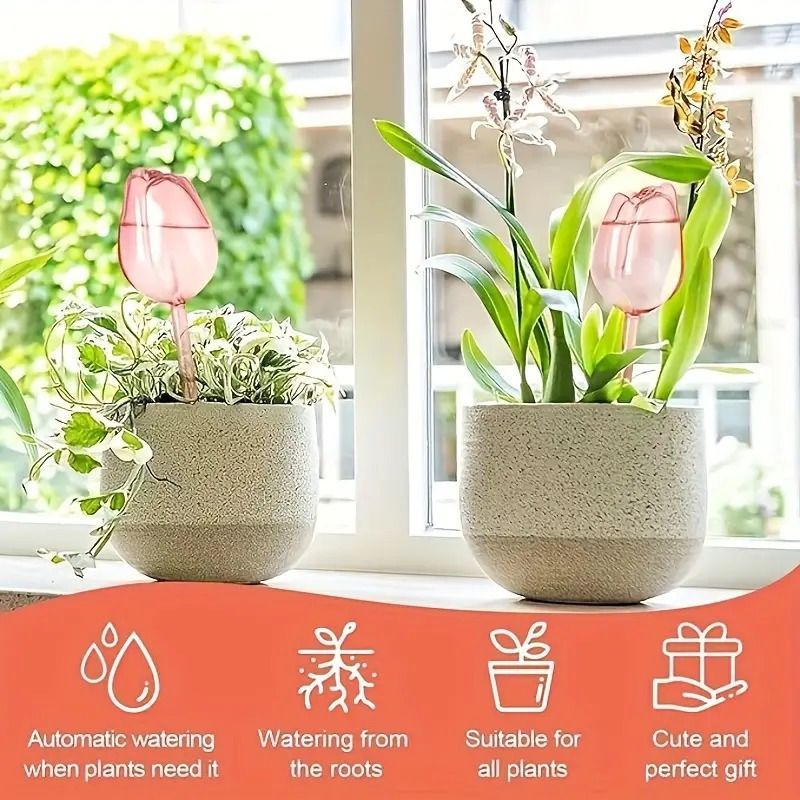 Plastik Lale Sulama Çubukları - Saksı Bitkileri İçin Otomatik Bitki Sulama Sistemi, Damlama Sulama Aleti_voghion.com