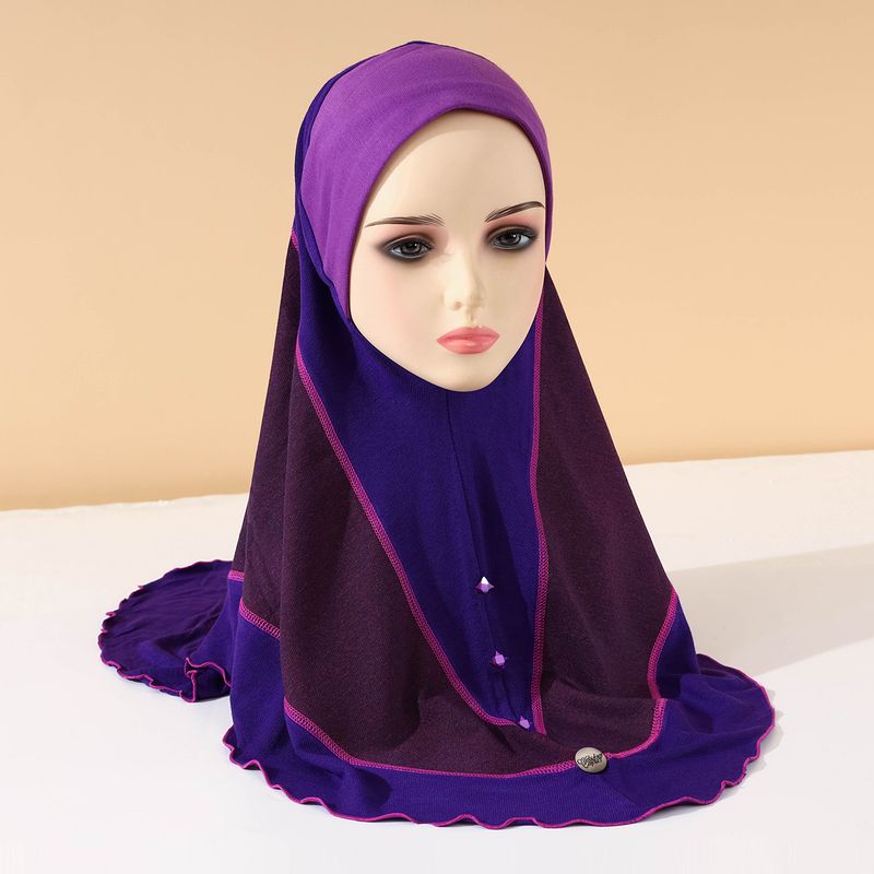 Women's Hijab summer new headscarf denim contrast color stitching style pullover headscarf ladies headscarf_voghion.com