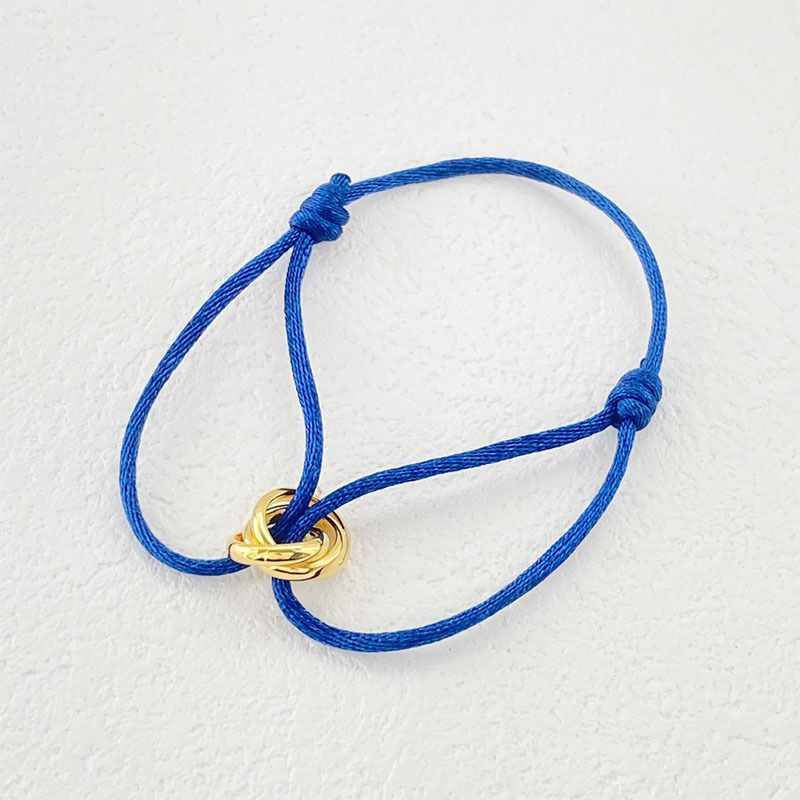 Bracciale per coppia a tre anelli senza cuciture, corda rossa fortunata, oro, fascia alta, accessorio alla moda_voghion.com