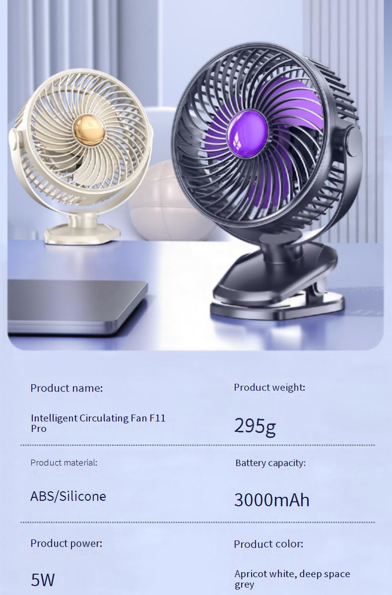 Der kleine Ventilator für den Heimgebrauch ist geräuschlos und kann auf dem Schreibtisch im Büro oder im Wohnheim aufgeladen werden. Er wurde mit der Mijia-App verbunden._voghion.com
