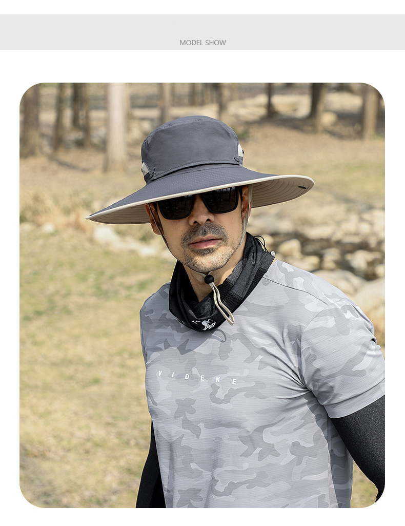 Men's Mesh Breathable Fisherman Hat - Detachable Top & UPF 50+ Sun Protection For Summer Fishing_voghion.com