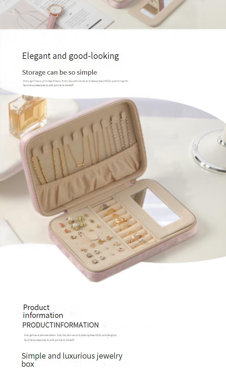 Schmuckschatulle aus Samt mit Spiegel – Mehrschichtige Aufbewahrungsbox für Ringe, Halsketten, Ohrringe und Uhren (elegant, rosa, als Geschenk geeignet)_voghion.com