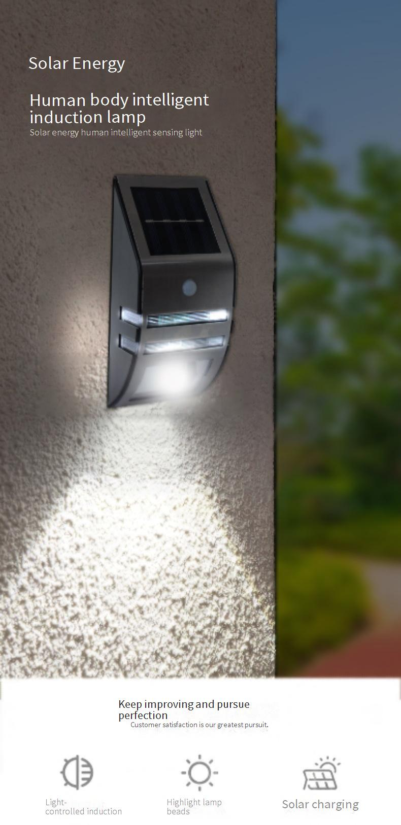 Solar Motion Sensor Wall Light, Outdoor Stainless Steel Garden Light, Waterproof IP65, Warm White LED For Patio, Yard, Fence (73x50x178mm)_voghion.com