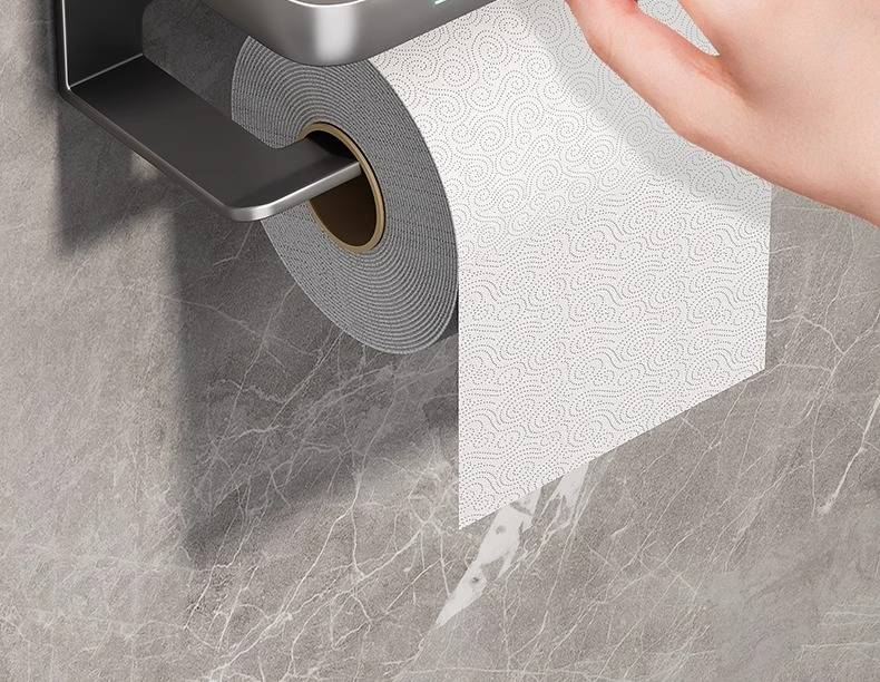 An der Wand montierter Toilettenpapierhalter, Badezimmer-Taschentuchspender ohne Bohren, wasserdichte doppellagige Rollenpapier-Aufbewahrungsbox für Badezimmer, Küche_voghion.com