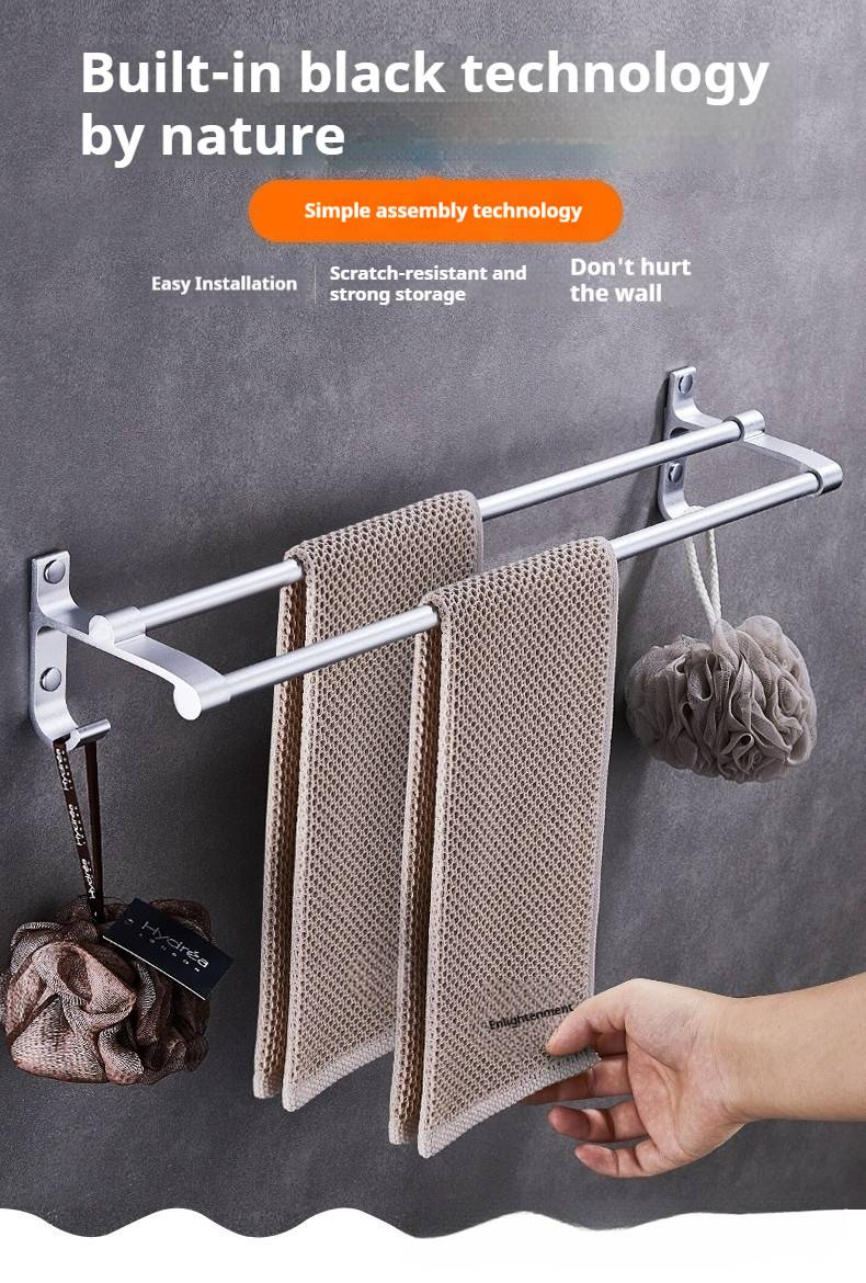 Zapatero de pared ajustable: organizador expandible de 2 niveles para baño, dormitorio y sala de estar (sin taladros, aluminio inoxidable, plateado/negro)_voghion.com