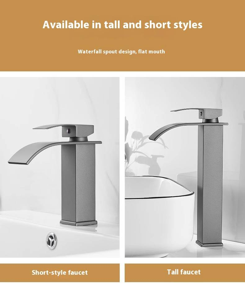 Waterfall Basin Faucet – Single Handle Mixer Tap For Bathroom Sink (CUP Certified, Ceramic Cartridge, Lead-Free Stainless Steel 360° Swivel Spout)_voghion.com