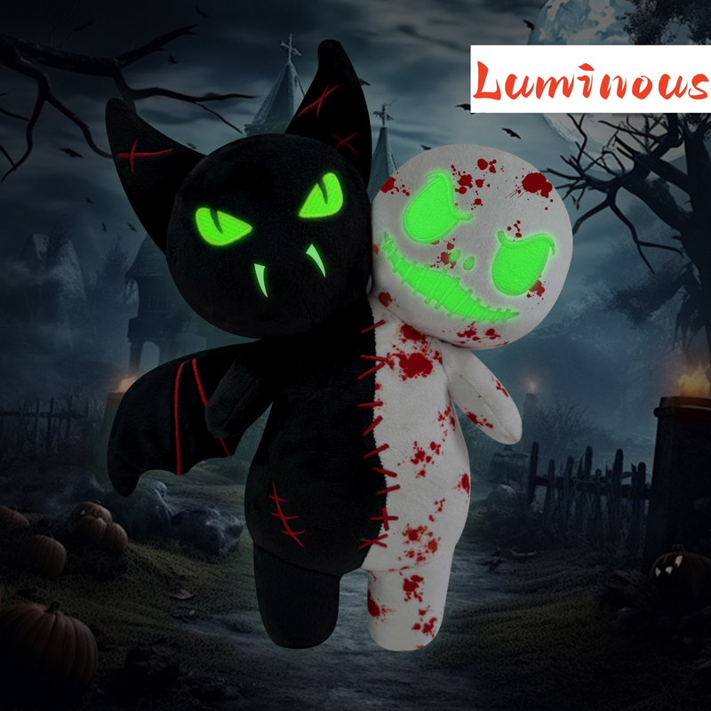 New Design Halloween Luminous Pumpkin Skull Bat Ghost Plush Toy_voghion.com