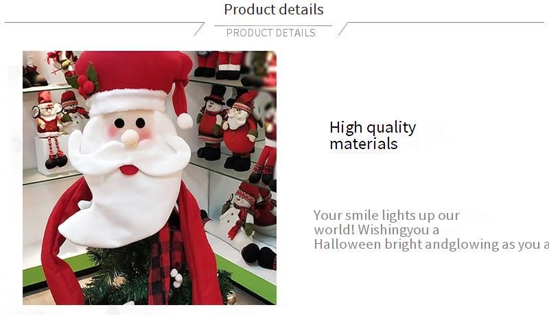 Christmas Festive Tree Topper Set - Santa Hat & Star Decorations For Holiday Decor (Medium Size Snowman & Deer Designs Fabric Material)_voghion.com