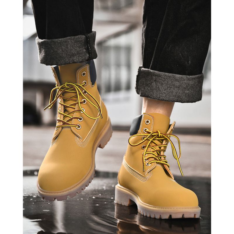 New Fall Outdoor Trend Retro Workwear Hiking Plus-size Mid-top Brown Pigskin Martens For Men_voghion.com