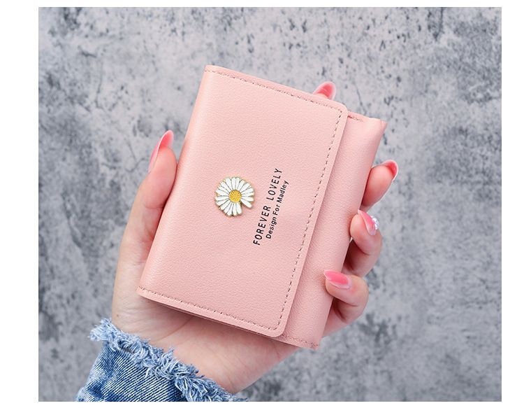 Nowa damska torebka w stylu koreańskim, krótka, składana na trzy części, ręcznie robiony portfel, wieloslotowa portmonetka na monety_voghion.com