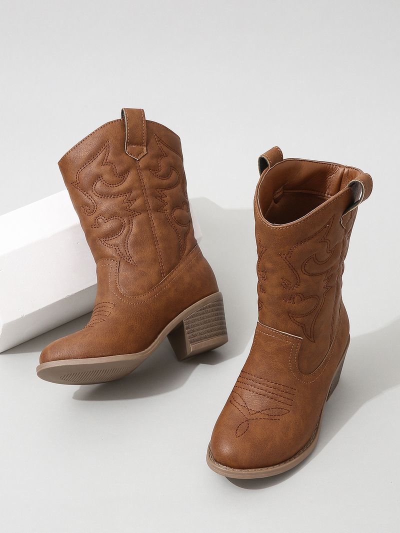 Scarpe per bambini Stivali a metà polpaccio per bambini Nuove ragazze Stivali in pelle retrò alla moda con suola morbida per bambini di media e grande taglia Stivali per il commercio estero_voghion.com
