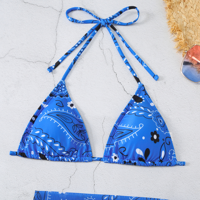 Meerkleurige driehoekige gaasrok voor dames, driepuntsbikini die meisjes moeten hebben_voghion.com