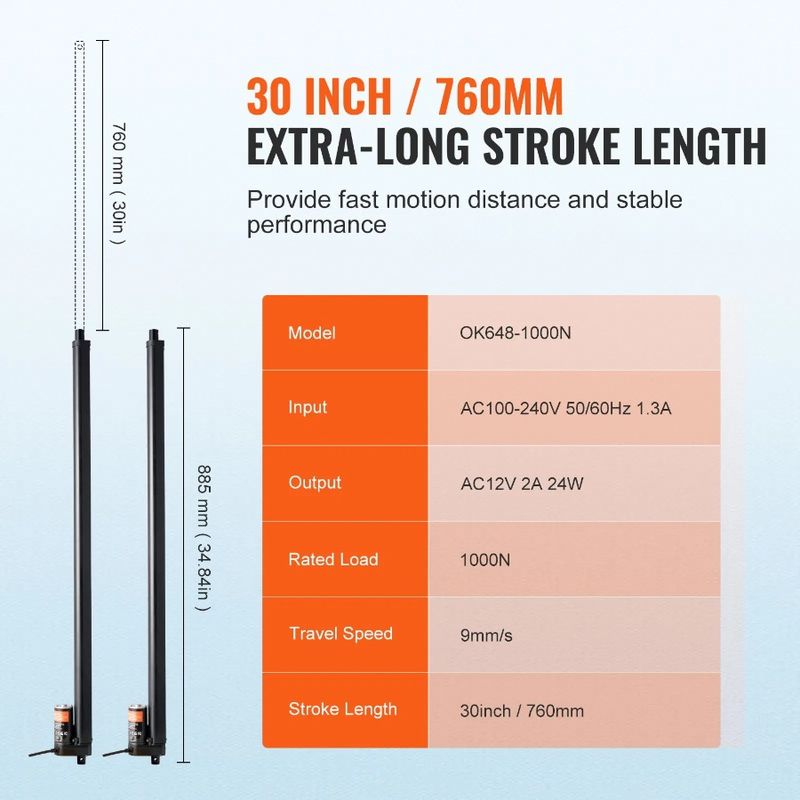 Attuatore lineare da 220 libbre per TV, 2 pezzi, attuatore lineare da 0,35 pollici, movimento a 30 velocità, divano, tavolo, attuatore lineare da 1000 N, kit lineare da 12 V_voghion.com