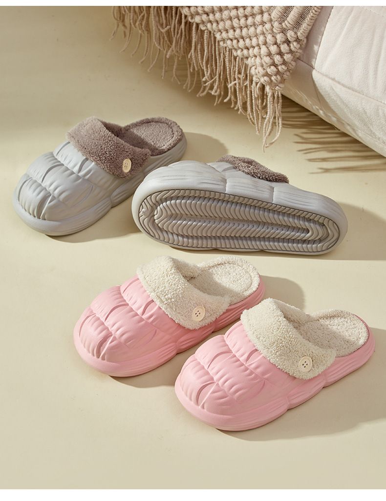 Waterproof Slippers For Women New Autumn And Winter Plush Warm Non Slip Indoor Home Thick Soled Detachable Cotton Slippers For Women_voghion.com