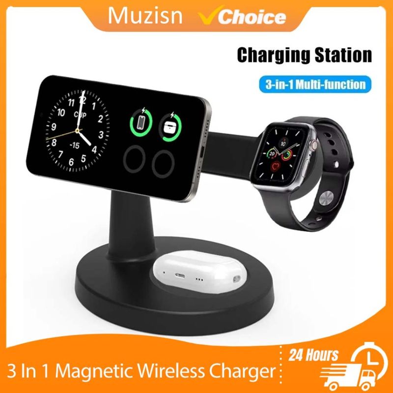 30 Fast Charging Dock Station With Magnetic Wireless Charger Stand For IPhone 12 13 14 15 16 Pro Max IWatch 10 9 8_voghion.com