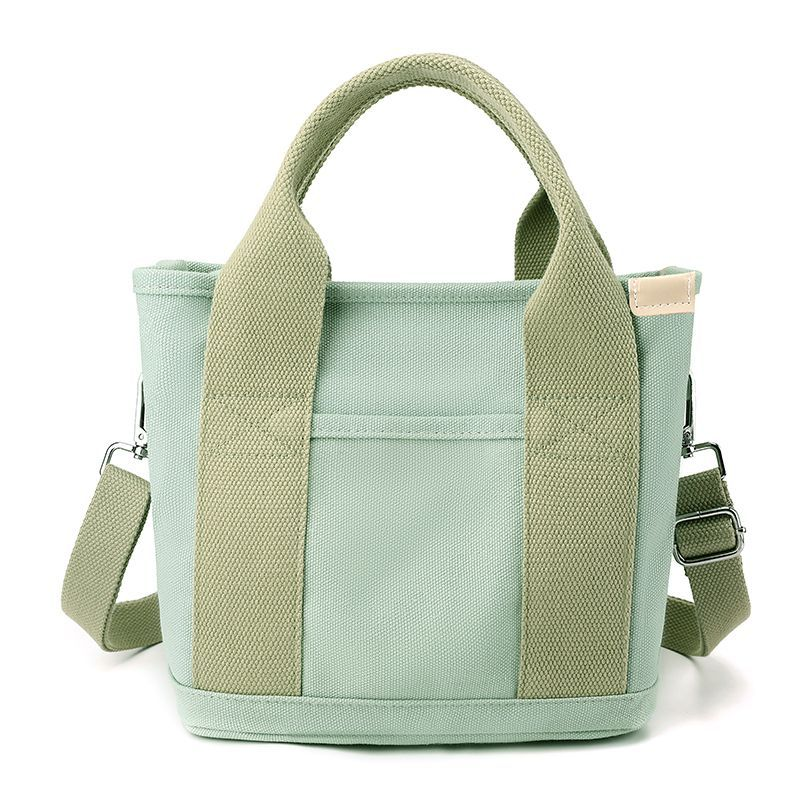 Women Small Bag with Zipper Fashion Lady Single Shoulder Portable Thickened Canvas Mobile Phone Bucket Tote Bag_voghion.com