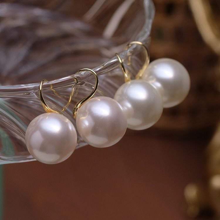 Orecchini pendenti semplici, eleganti e sofisticati, in stile coreano Dongdaemun, con grandi perle, per donne_voghion.com