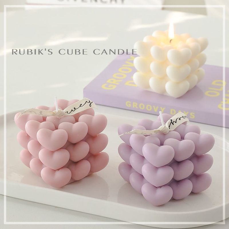 Heart Cube Aromatherapy Candle Creative Ins Style Internet Celebrity Incense Decoration Photo Studio Romantic Atmosphere_voghion.com