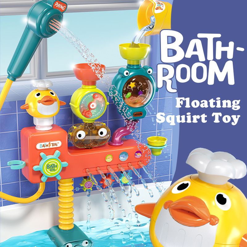 Giocattolo da bagno per bambini a parete, giocattolo elettrico per doccia con anatra gialla, giocattolo per bambini che giocano con l'acqua_voghion.com