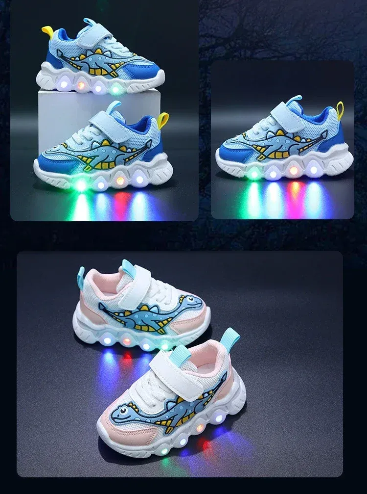 LED Niedlichen Cartoon Jungen Casual Sneaker Für Kinder Mädchen Mesh Atmungsaktive Beleuchtung Schuhe Baby Beleuchtet Schuh_voghion.com