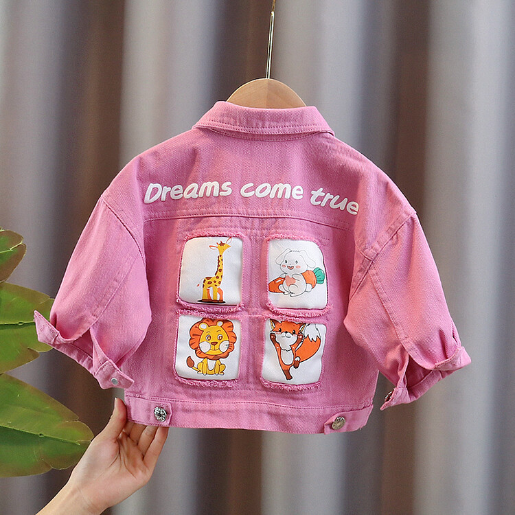 Children's Spring And Autumn Boys And Girls Personality Pattern Denim Jacket Children's Long Sleeve Baby Denim Jacket_voghion.com