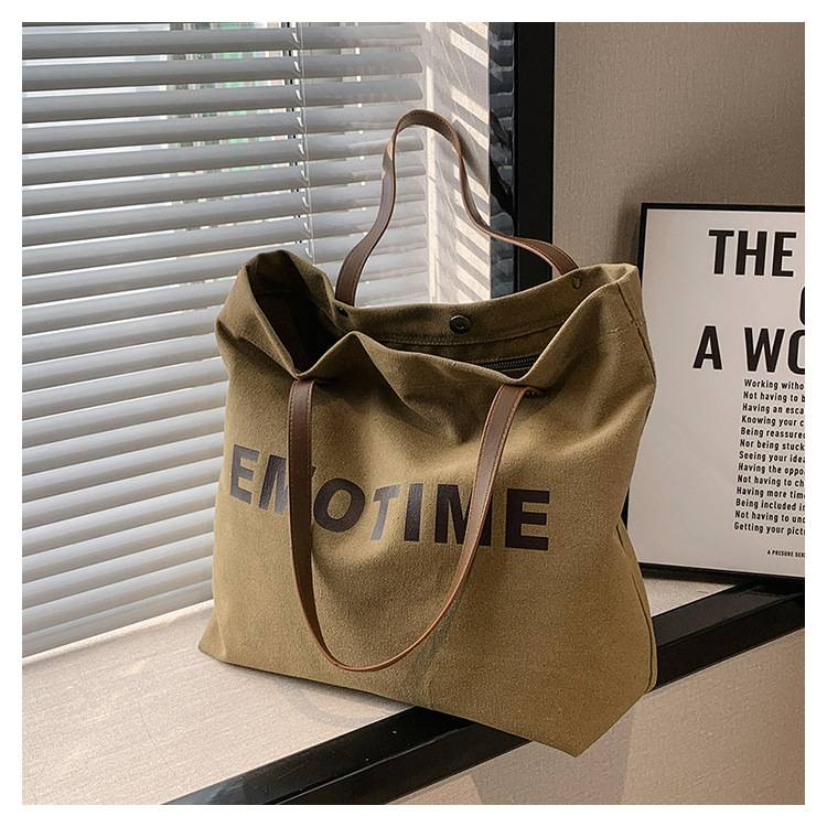 Casual canvas tas met grote capaciteit voor dames, nieuwe stijlvolle en veelzijdige handtas en schoudertas in Koreaanse stijl._voghion.com
